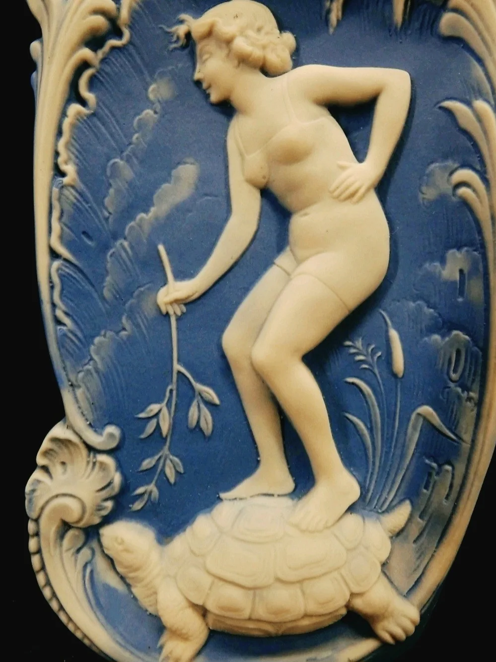 Rare antique German porcelain figural flask manufactured by Schafer & Vater 5.5
